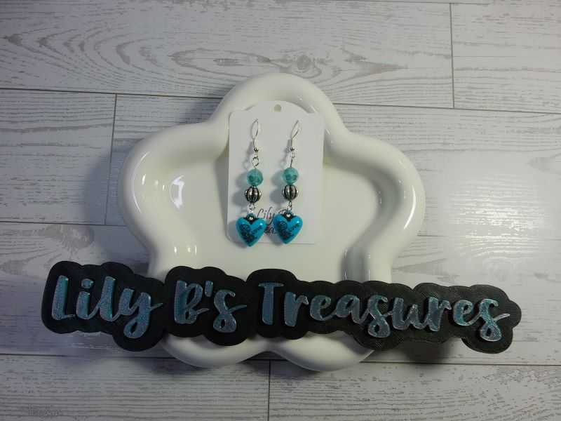 Turquoise Heart Drop Earrings with Sterling Silver Hooks