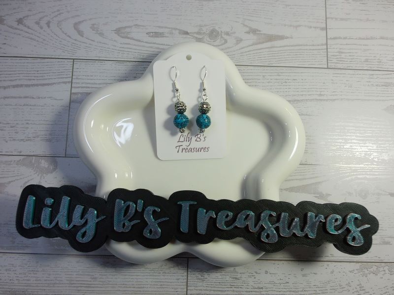 Turquoise Round Bead Drop Earrings with Sterling Silver Hooks