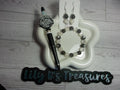 Black and White Cat Eye Beaded Jewelry Set with Sassy Pen