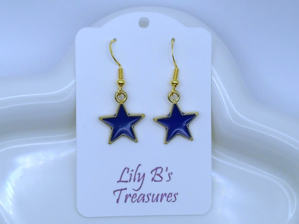 Star Earrings with Gold Plated 925 Hooks – Choose Your Color