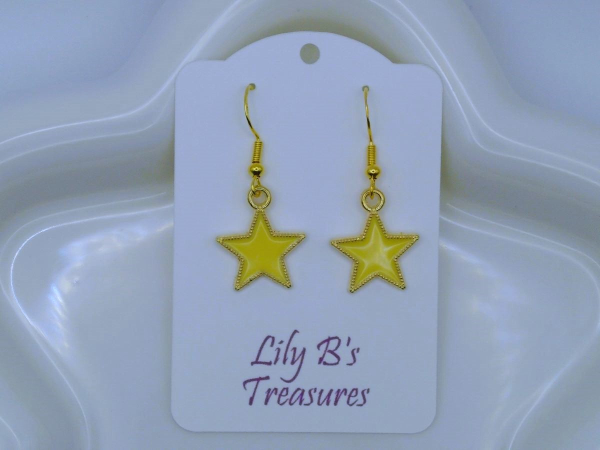 Star Earrings with Gold Plated 925 Hooks – Choose Your Color