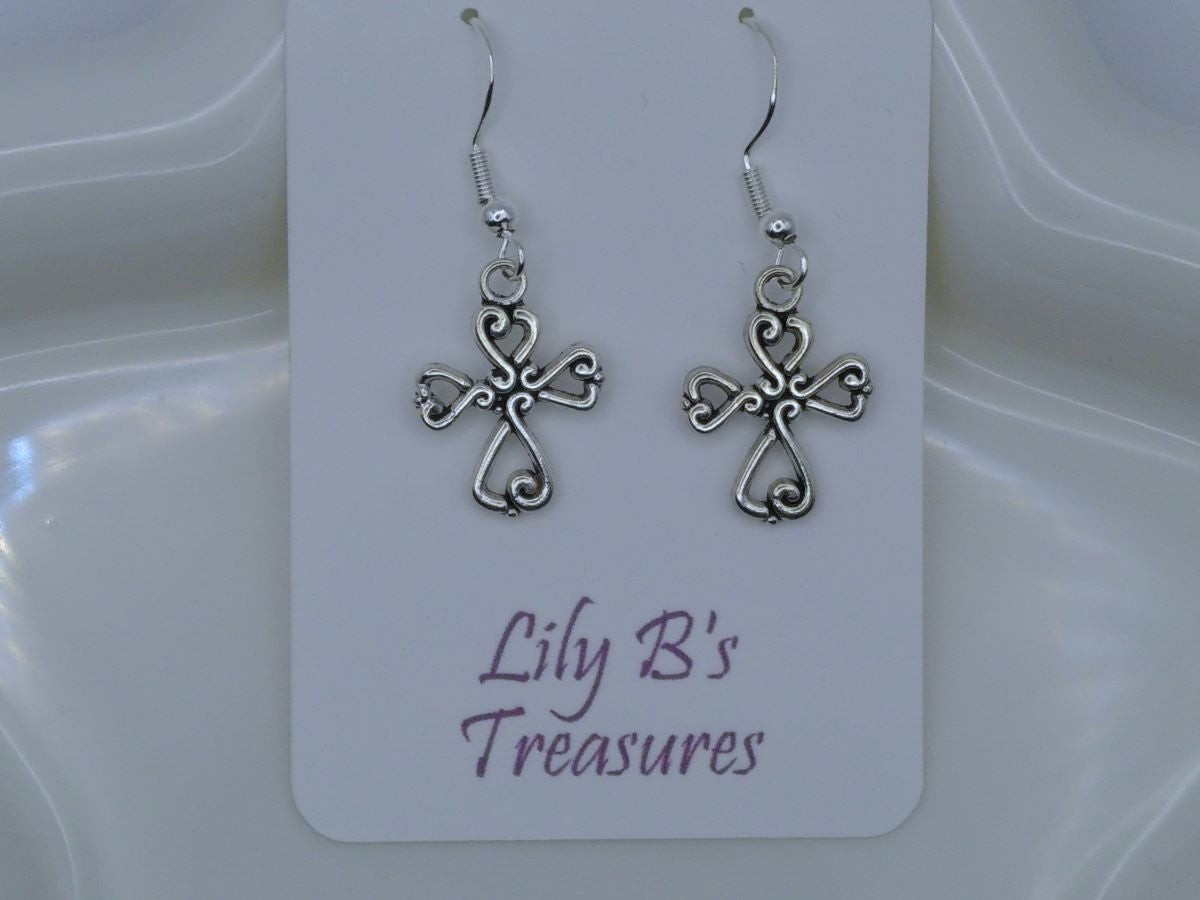 Handcrafted Sterling Silver Cross Pendant Earrings – Various Styles