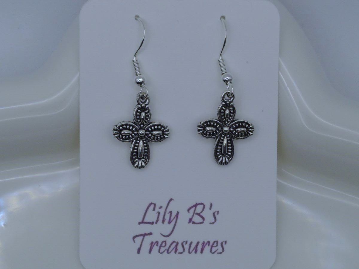 Handcrafted Sterling Silver Cross Pendant Earrings – Various Styles