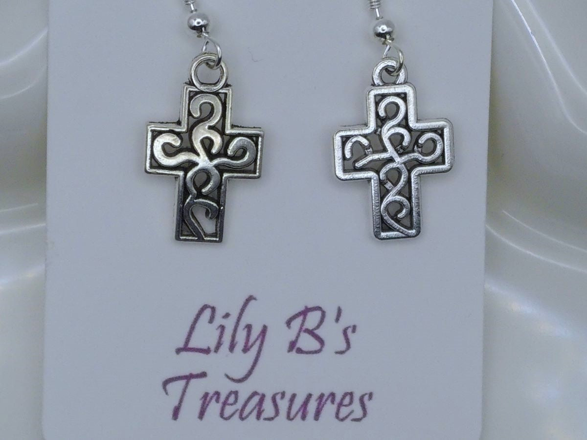 Handcrafted Sterling Silver Cross Pendant Earrings – Various Styles