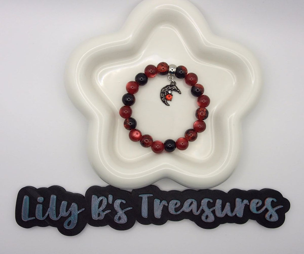 Black & Red Moon Pendant Bracelet