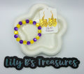 Purple & Yellow Cat Eye Bracelet + Gold Tiger Earrings Set