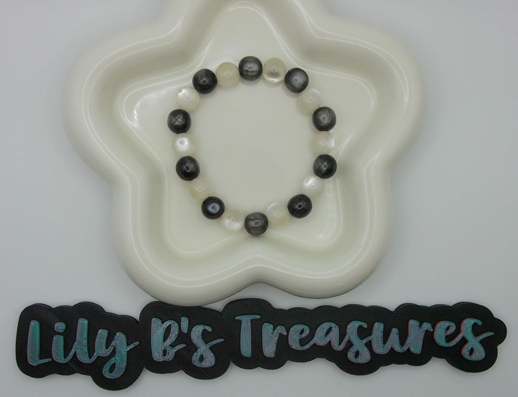 Black & White Resin Bracelet + Alabama A Earrings Set