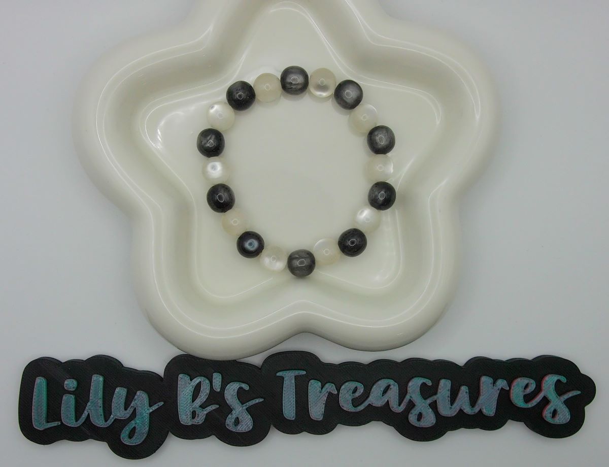 Black & White Resin Bracelet + Alabama A Earrings Set