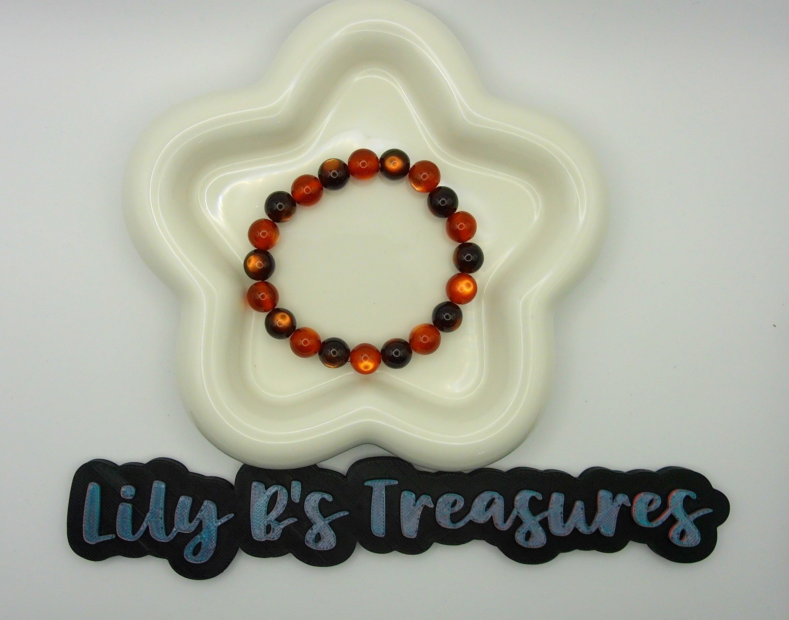 Amber & Mahogany Beaded Stretch Bracelet
