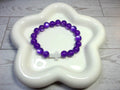 Purple Cat Eye Beaded Stretch Bracelet with White Marble Cross