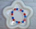 Handcrafted Red, White & Blue Resin Beaded Stretch Bracelet